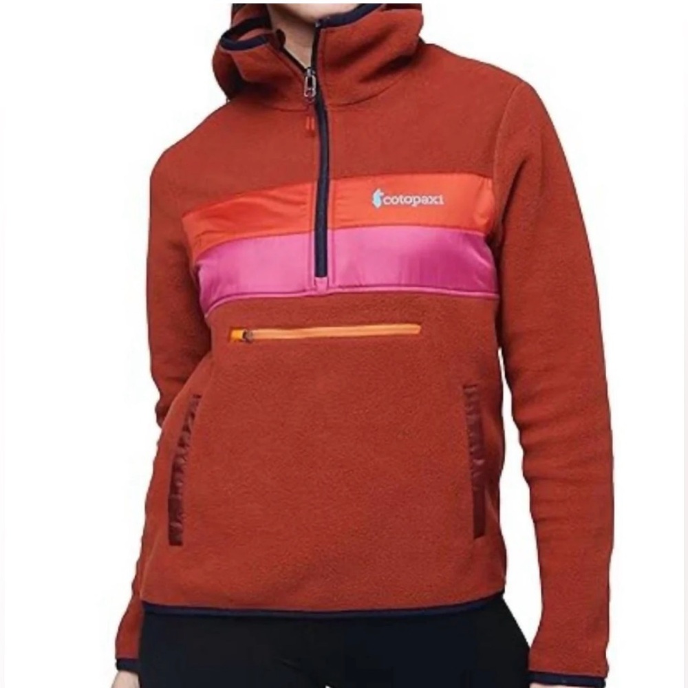 Cotopaxi Teca Fleece Hooded Pullover Half-Zip Jacket (XS) in Rust “Colorado”